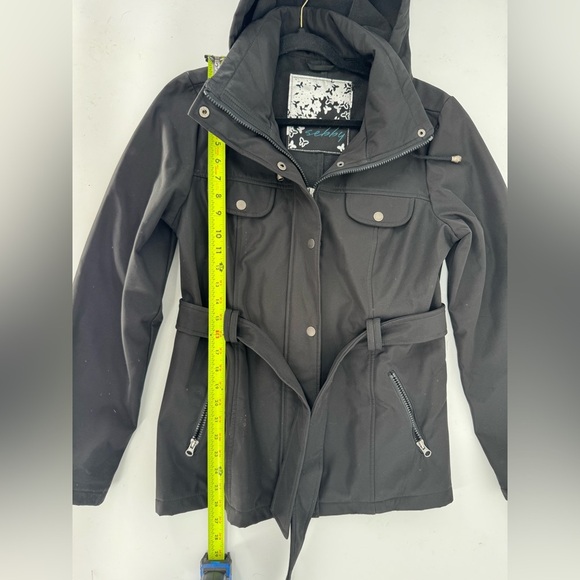 Sebby Belted Women's Zip/Button Hooded Utility Jacket - Picture 7 of 12